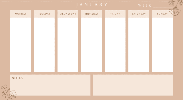 Canvaの週間カレンダー